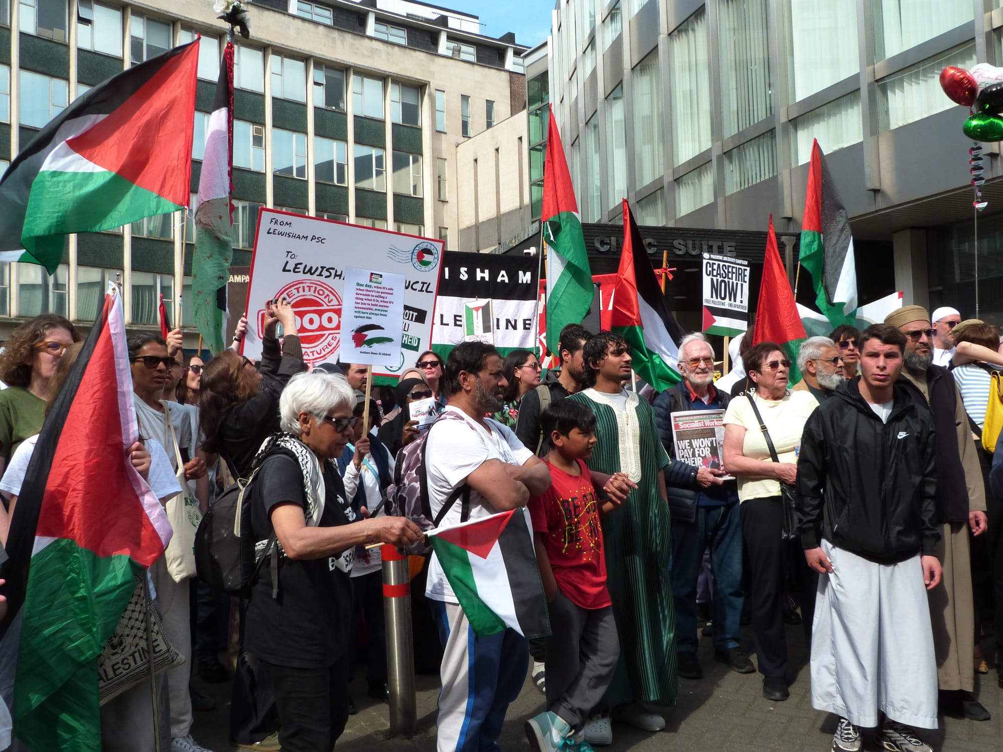 Campaigners rally outside Lewisham Town Hall