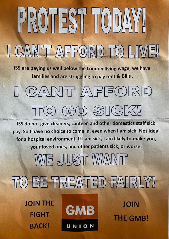 Leaflet: I can't afford to live! I can't afford to go sick!