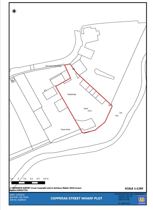 Map of the plot, which lies between Deptford Creek on south and Copperas Road to the north.
