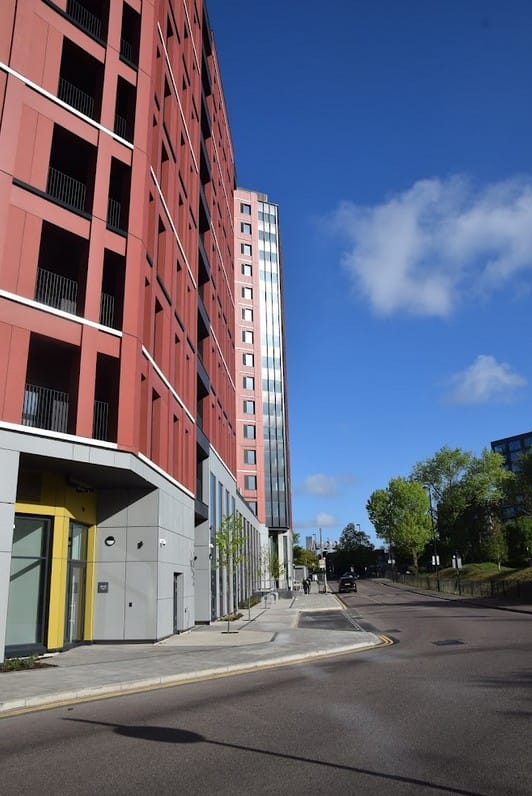Trundleys Road new student accommodation high-rise towers. 