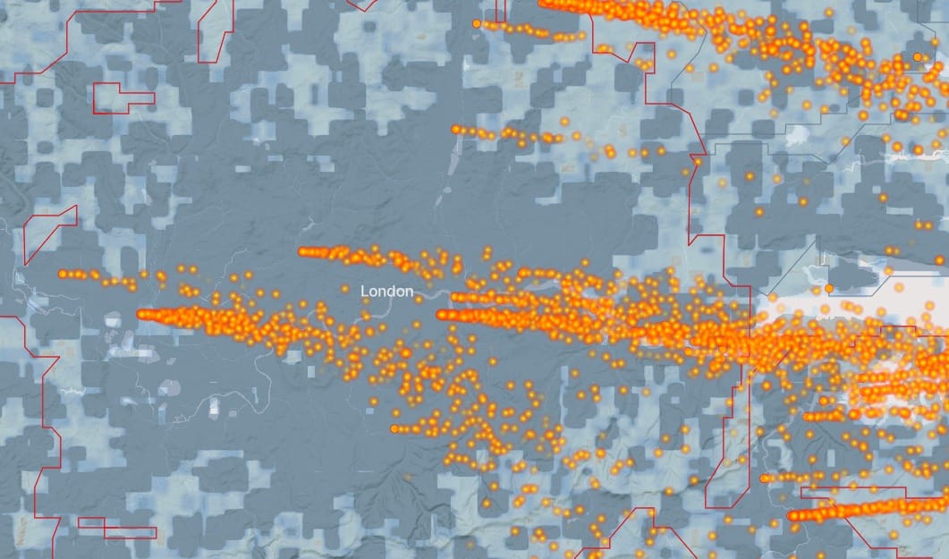 New map shows air pollution streaming from SELCHP incinerator, Deptford - a "global super emitter"