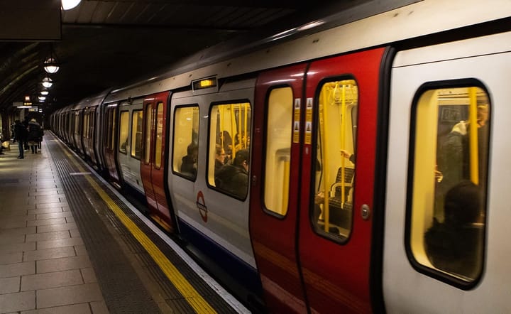 Underground train at night