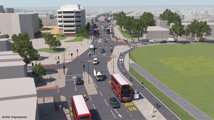 Artist's impression of road realigned to south of Laurence House.