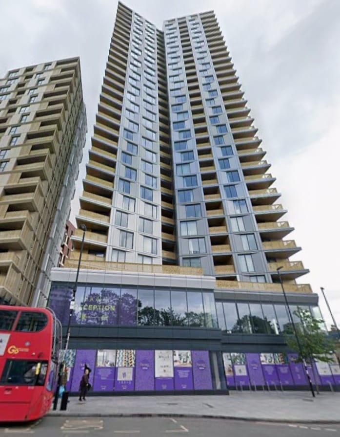 Three tall tower blocks of The Filigree in Lewisham Town Centre
