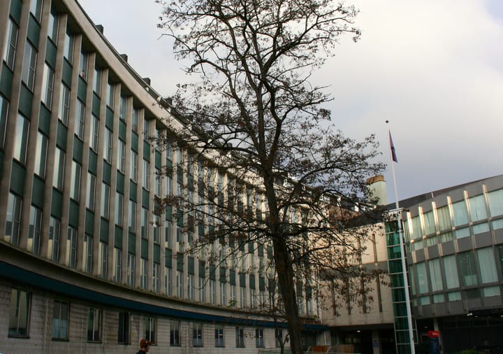 The Old Town Hall - a 1950s to 1960s curved office block. 