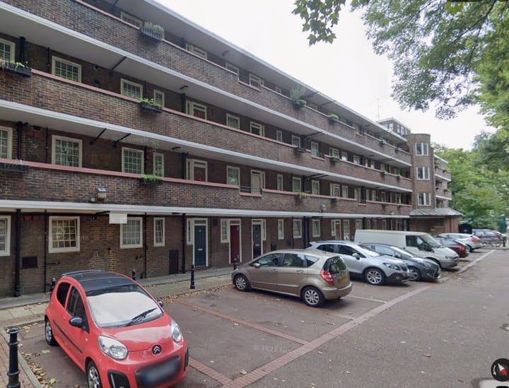 Low rise galley-style housing at Crossfield estate, Deptford